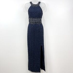 VTG Y2K Sean Collection Silk Dress S Glam Prom Formal Romantic Beaded Fairy